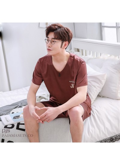 Plus size men's silk pj sets for spring comfy set of pajamas for male