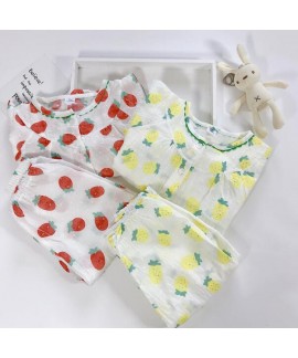 Strawberry Long Sleeve Trousers Cotton Thin Pajamas Suit For Girls