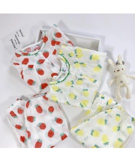 Strawberry Long Sleeve Trousers Cotton Thin Pajama...