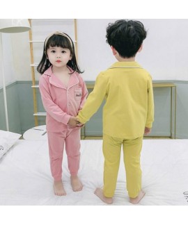 Long Sleeve Cotton Thin Cardigan Children's Pajamas Suit For Spring And Autumn