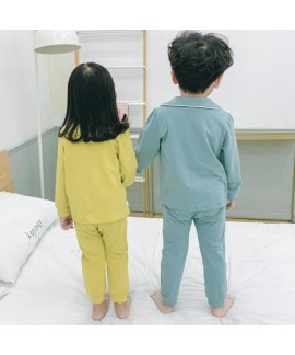 Long Sleeve Cotton Thin Cardigan Children's Pajamas Suit For Spring And Autumn