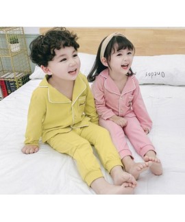 Long Sleeve Cotton Thin Cardigan Children's Pajamas Suit For Spring And Autumn