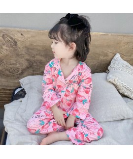 Strawberry Pattern Knitted Comfortable Pajamas Suit For Girls