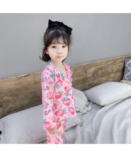 Strawberry Pattern Knitted Comfortable Pajamas Suit For Girls