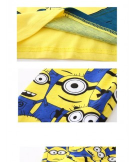 Spring And Autumn Minions Cartoon Boys And Girls Short-sleeved Trousers Two-piece Set Pjs