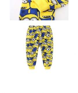 Spring And Autumn Minions Cartoon Boys And Girls Short-sleeved Trousers Two-piece Set Pjs