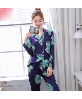 Simulated female silky nightwear for spring long-s...