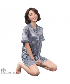 Lovely Ice silk female pajamas for summer leisure ladies silk nightwear