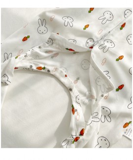 Summer Bamboo Cotton Printed Gauze Baby Double Layer Yarn Split Leg Pajamas Jumpsuits