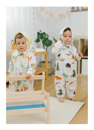 Summer Bamboo Cotton Printed Gauze Baby Double Layer Yarn Split Leg Pajamas Jumpsuits
