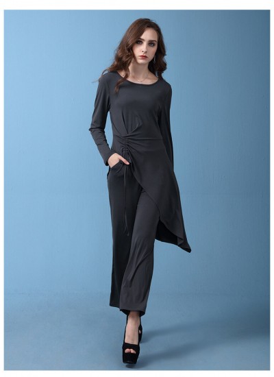 Casual womens lounge pajama set irregular pleated knitted comfy ladies sleepwear