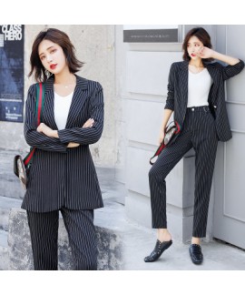 Autumn new striped slim suit,casual wear fashion pink suit for women