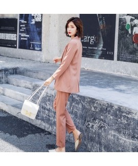 Autumn new striped slim suit,casual wear fashion pink suit for women