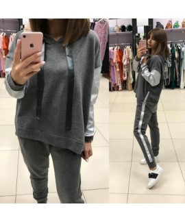 Street casual women's loose fitting hooded sweater trousers with pants