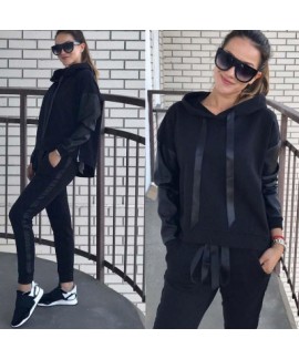 Street casual women's loose fitting hooded sweater trousers with pants