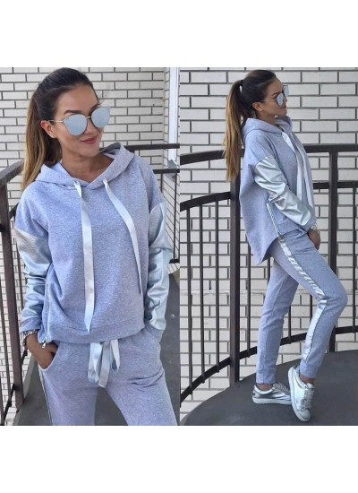 Street casual women's loose fitting hooded sweater trousers with pants