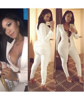 Autumn women's long sleeves leisure sexy suits, two pairs of white suits