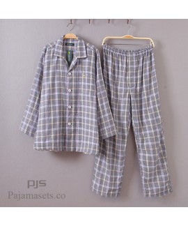 Long-sleeved Mens Cotton Pajama sets for spring Do...