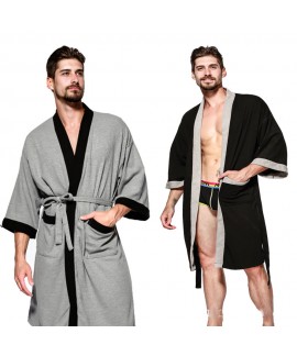 Cotton pajama set with Robe casual bathrobe sauna ...