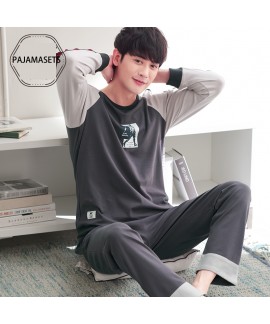 long sleeve Winter men's cotton pajamas softest pyjamas can wear outside