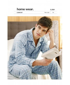 Plaid pattern long sleeved men's cotton Pajama set...