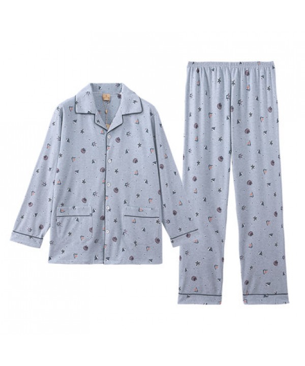 men's summer long sleeves cotton pajamas large size pajama sets