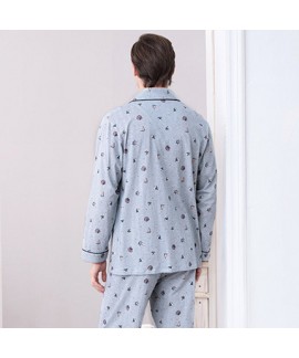 men's  summer long sleeves cotton pajamas large size pajama sets