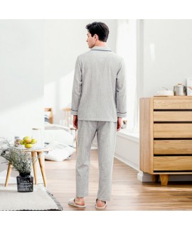 cotton long sleeved Pajama sets men's spring autumn comfortable