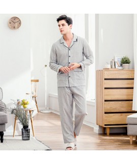 cotton long sleeved Pajama sets men's spring autumn comfortable