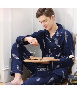 Luxury printing solid color long sleeves cotton Men's pajama sets