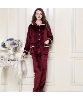 Winter Flannel Nightgown Thickened pyjamas Set Home pajama sets