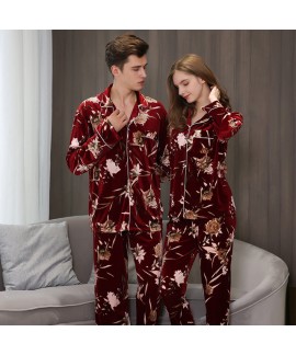 long-sleeved Lovers' loose pajama sets in autumn a...