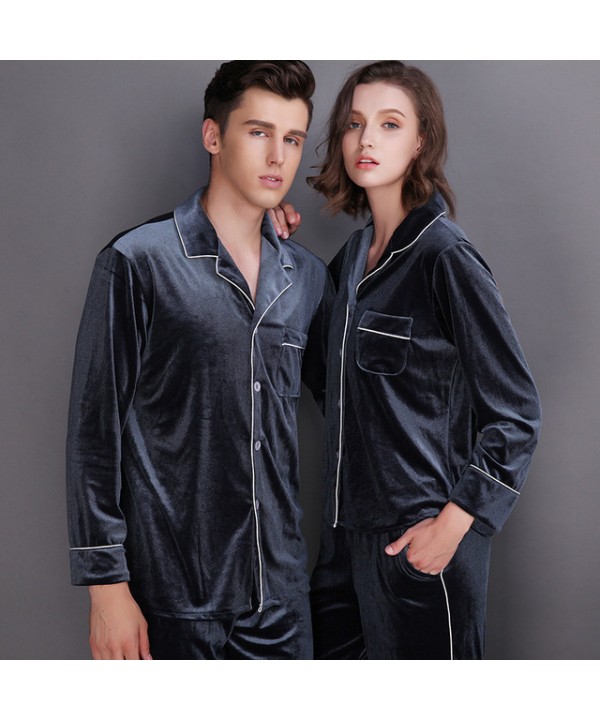 Long sleeve fashionable couple pajamas,velvet pajama sets