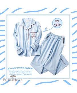 Long Sleeve Couple Cotton Sleepwear cute Women's p...