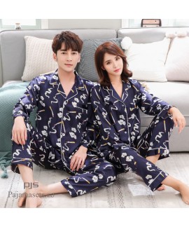 long sleeves cheap couple pjs Ice silk female paja...