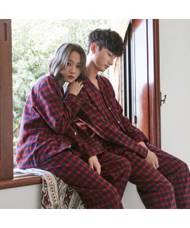 Scottish square comfy couple pajamas, pure cotton ...