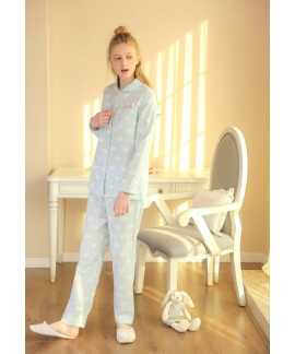 Ladies' long sleeves cotton gauze pajama sets