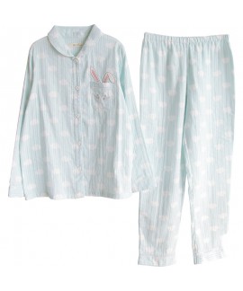 Ladies' long sleeves cotton gauze pajama sets