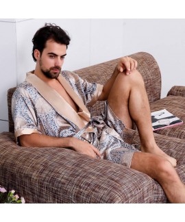Men's silk pajamas summer pyjamas kimono Night gow...