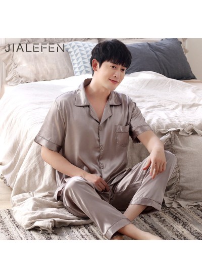 Luxury loose ice silk mens Pajamas set buy pajamas short sets for male