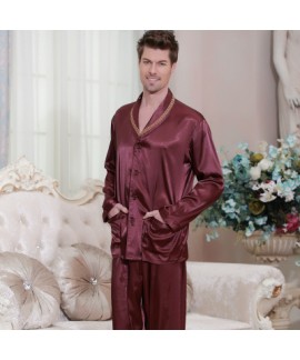 long sleeved Satin pajamas,plus size men's softest pyjamas