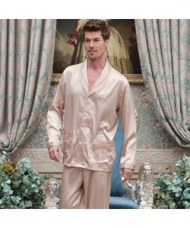 long sleeved Satin pajamas,plus size men's softest pyjamas