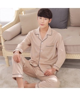 Solid color luxury men's Satin pajama sets comfy lounge pajamas male