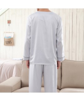 Pure color Satin pajamas for men comfy luxury sleepwear male