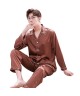 Double pocket leisure men's pajama sets Satin paja...