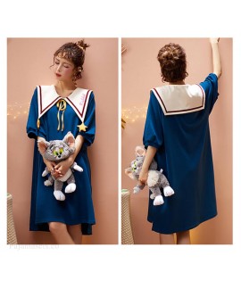 100% Cotton Nightdress Women Summer Cute Japanese Sweet Short Sleeve Pajamas Women Home Service Wholesale