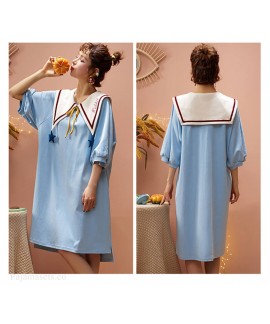 100% Cotton Nightdress Women Summer Cute Japanese Sweet Short Sleeve Pajamas Women Home Service Wholesale