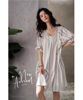 Women's Summer Stripe Strawberry Print Nightdress ...