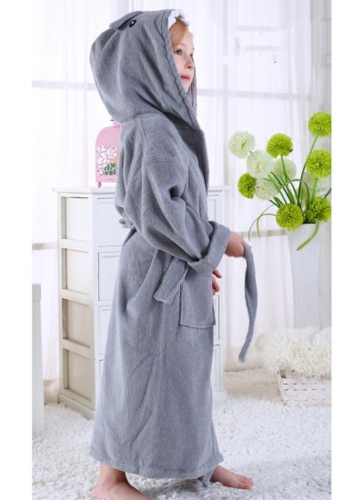 Girl winter shark bathrobe pure cotton absorbent thick pajamas Wholesale and Retail