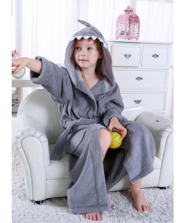 Girl winter shark bathrobe pure cotton absorbent thick pajamas Wholesale and Retail